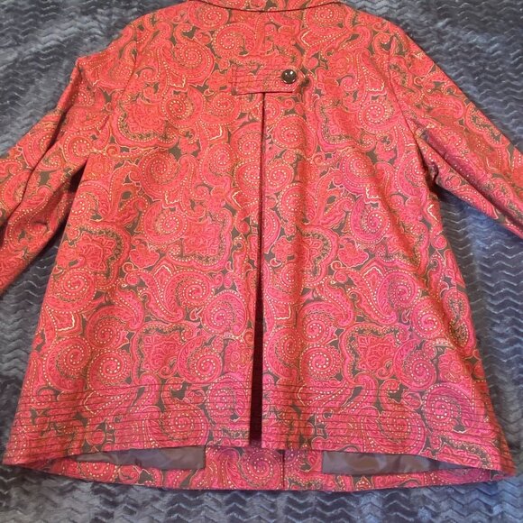 Talbots Paisley Print Button Front Jacket Blazer Red/Brown Womens size XL - Picture 5 of 8